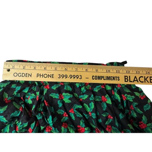 Vintage Bechamel Size 8 Petite 8P Christmas Holiday Stretch Skirt Holly Print - Picture 3 of 9